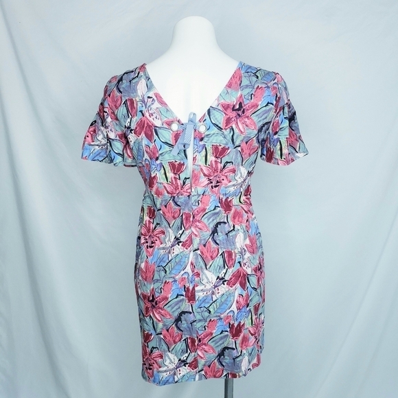 Zara Trafaluc Floral Tie Back Mini Dress Flutter Sleeves - Picture 5 of 12